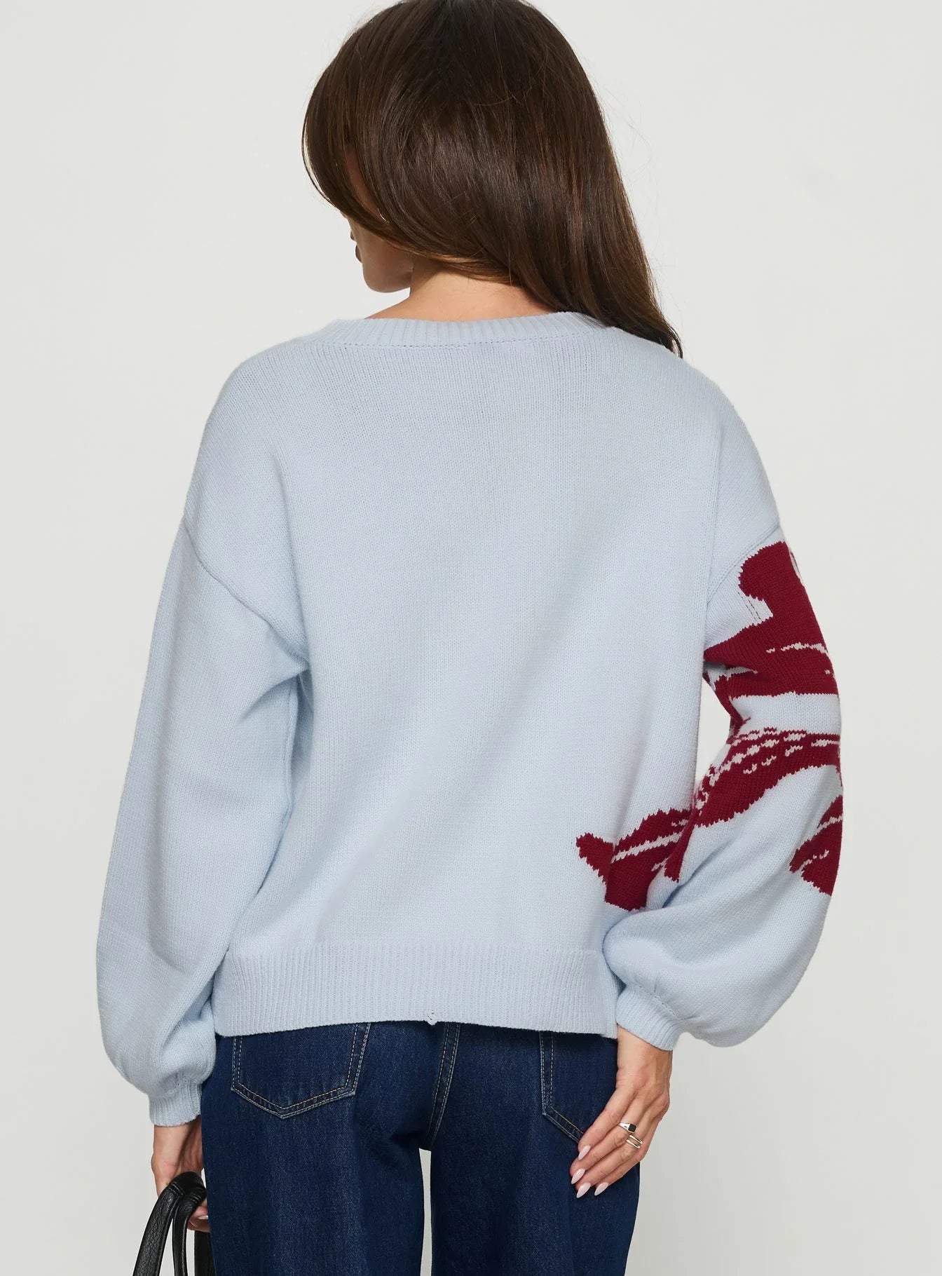Jalenn Floral Knit Cardigan Blue Red