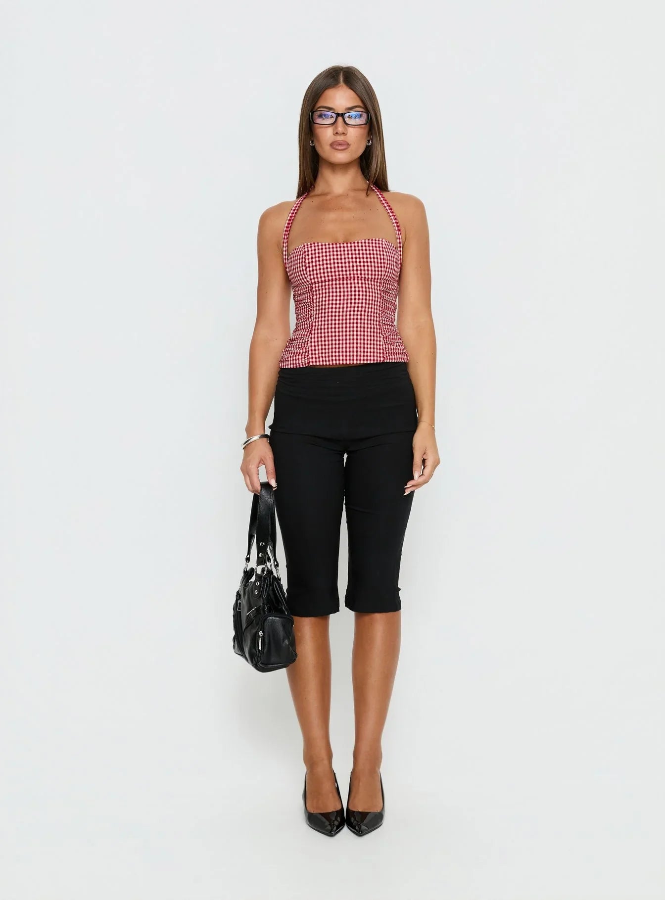 West Coast Love Halter Top Red Gingham