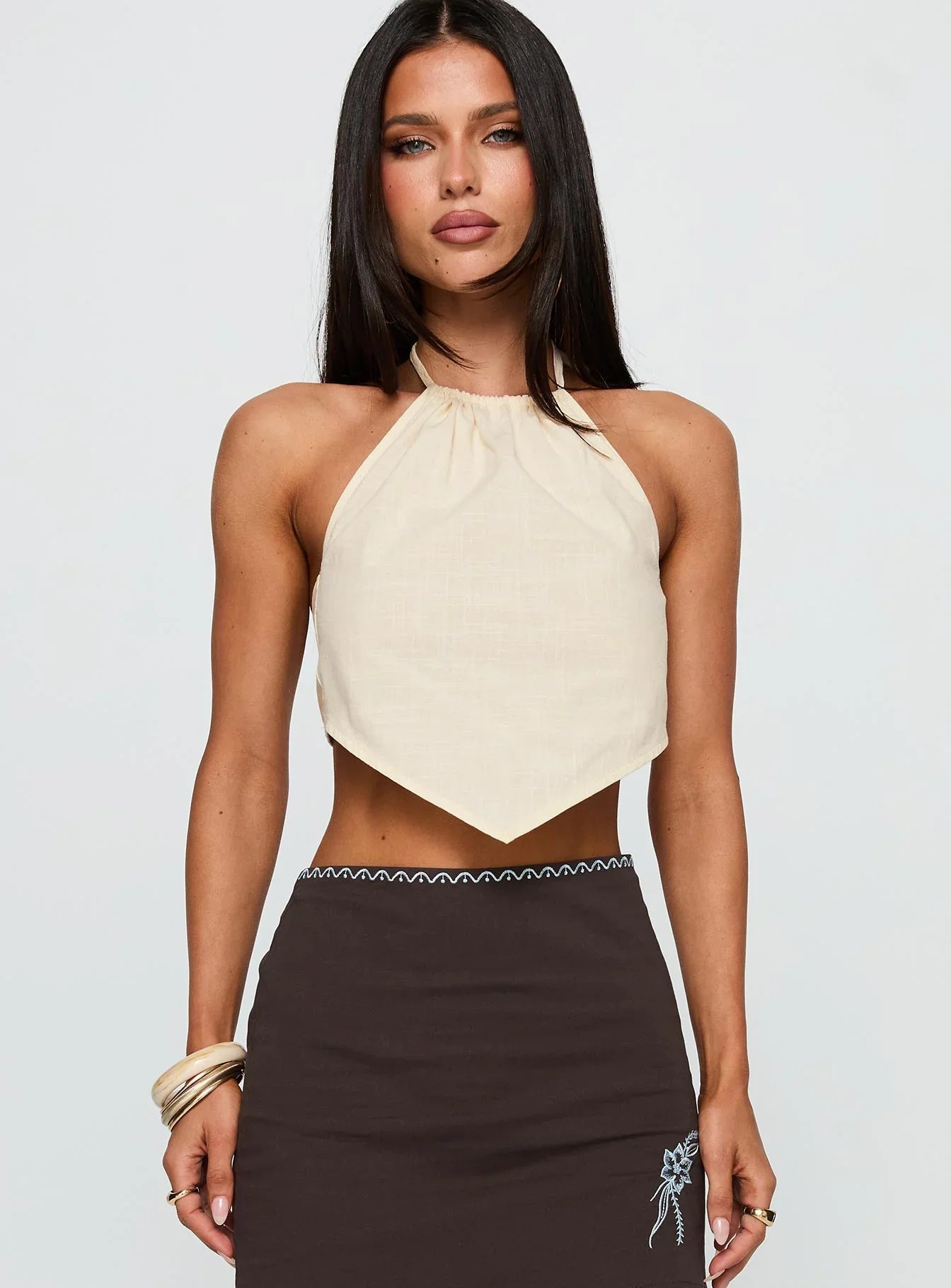 Just Imagine Tie Back Top Beige
