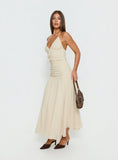 Carlisla Ruched Halter Maxi Dress Yellow