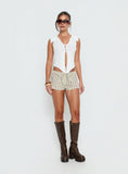 Ronnee Lace Up Shorts Cream Stripe
