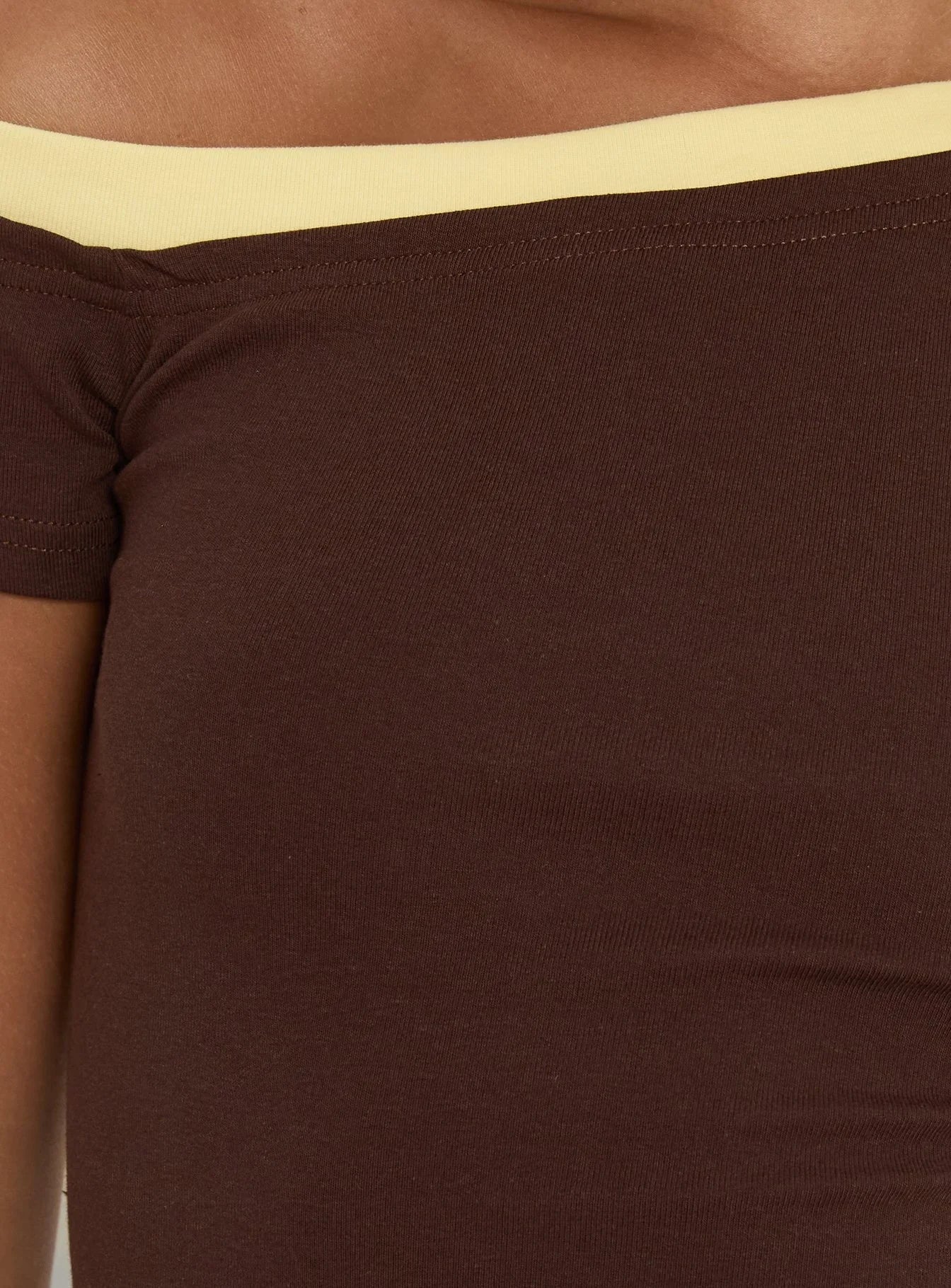 Eustace Off Shoulder Asymmetrical Top Brown / Yellow