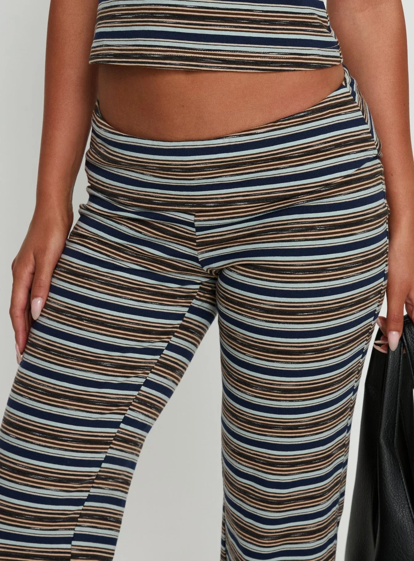 Manolo Foldover Pants Brown / Grey Stripe