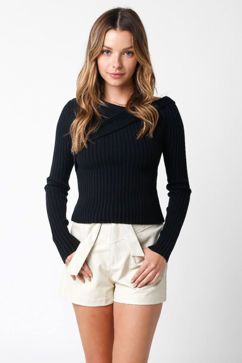 Margaret Black Off The Shoulder Sweater Top