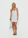 Marguerite Halter Mini Dress White Polka