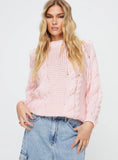 Ellison Cable Knit Sweater Blush Pink