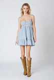 Argie Blue Gingham Strapless Romper