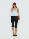 Jazzy Strapless Corset Top Blue / Lemon Polka