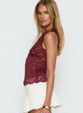 Quinbie Lace Sleeveless Top Burgundy