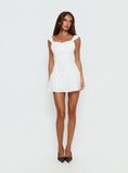Snowplow Ruched Button Detail Playsuit White
