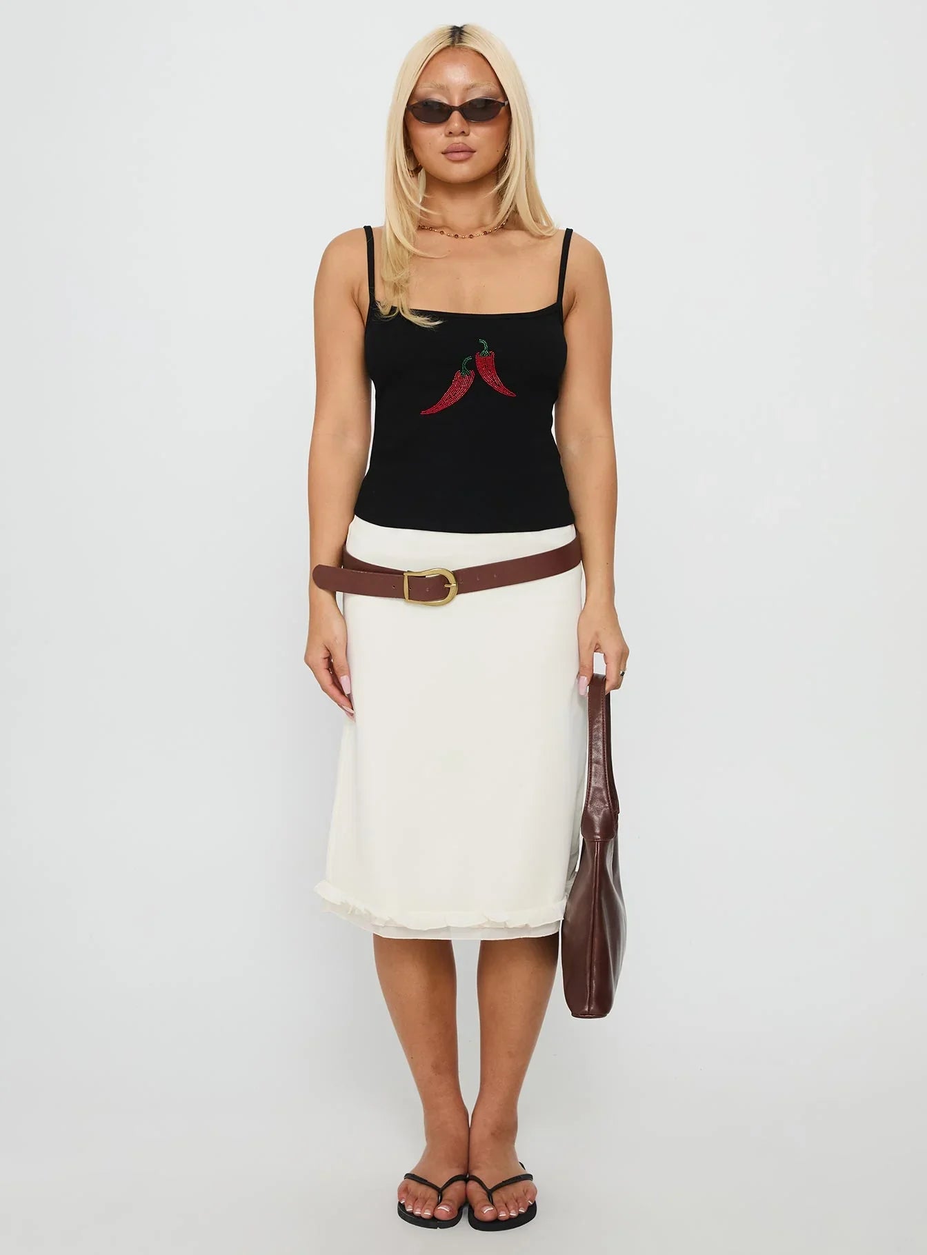 Sweetscape Bead Detail Cami Top Chilli Black
