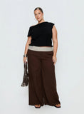 Past Life Fold Over Waistband Pant Brown / Stripe Curve