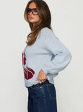 Jalenn Floral Knit Cardigan Blue Red