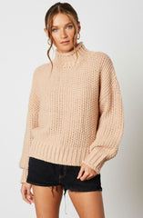 Jess Blush Funnel Neck Knit Sweater