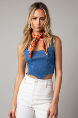 Clara Denim Corset Crop Top