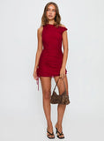 Bella Luna Ruched Mini Dress Red