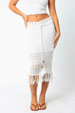 Salty Sun White Knit Halter Lace Up Midi Dress Set