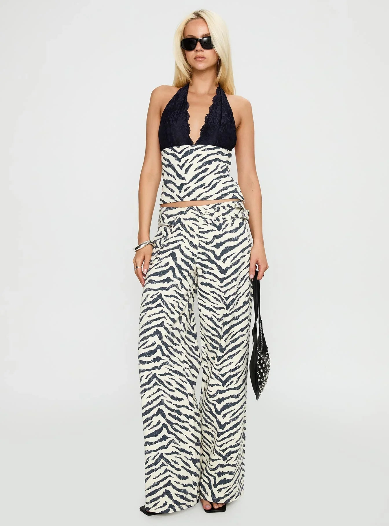 Paltrow Mid Rise Wide Leg Cargo Jeans Zebra