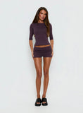 Daily Define Ruched Tie Side Micro Shorts Aubergine