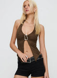 Moderna Halter Lace Top Brown