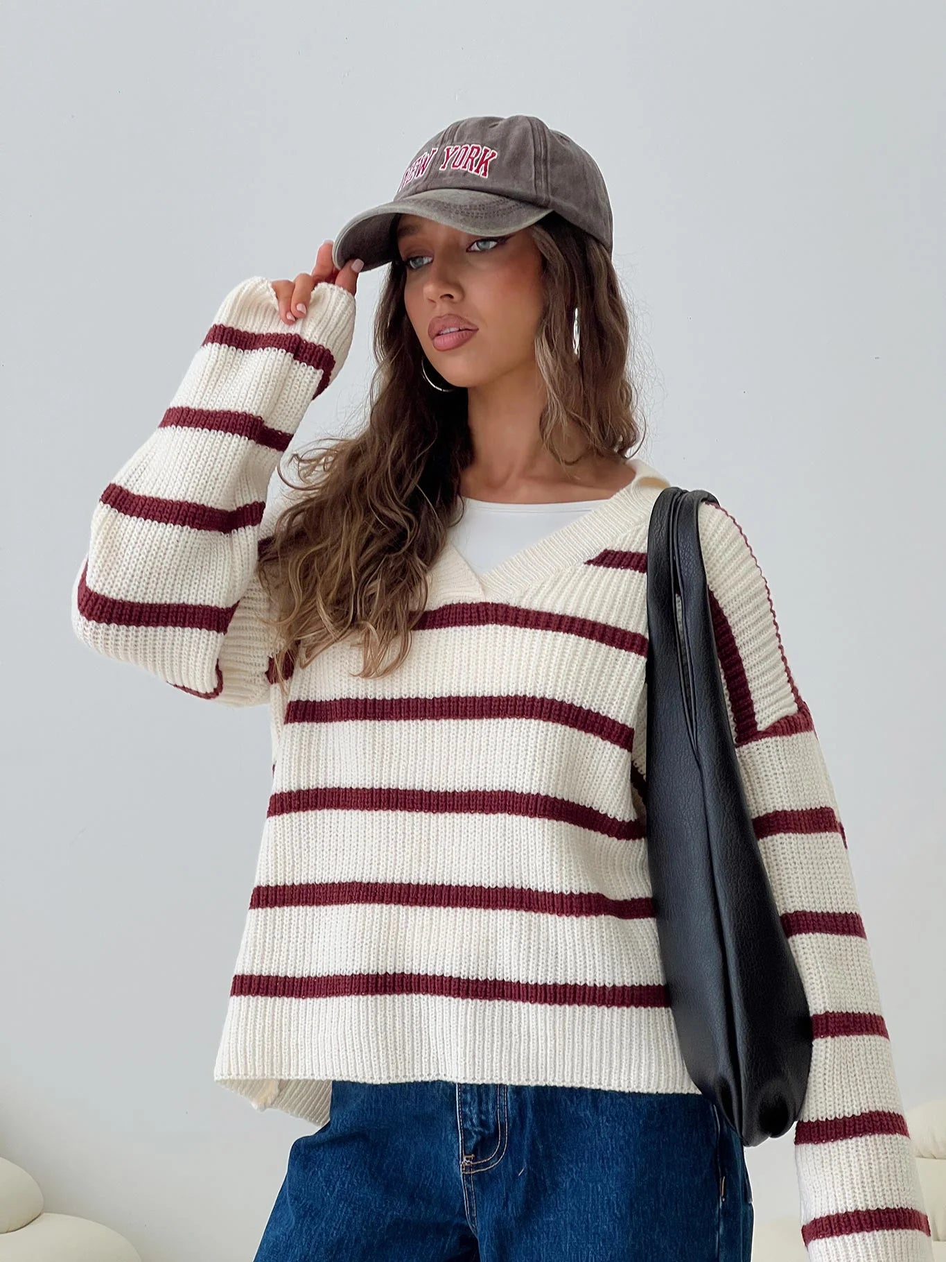 Forte Knit Sweater Red Cream
