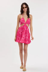 Garden Muse Hot Pink Floral Halter Dress