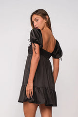 Addison Black Puff Sleeve Mini Dress