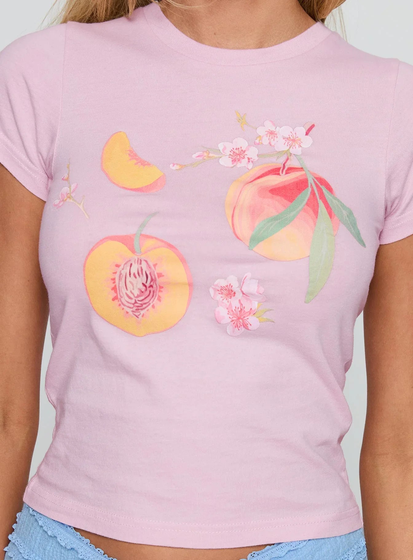 Darlin Peach Graphic Top Pink