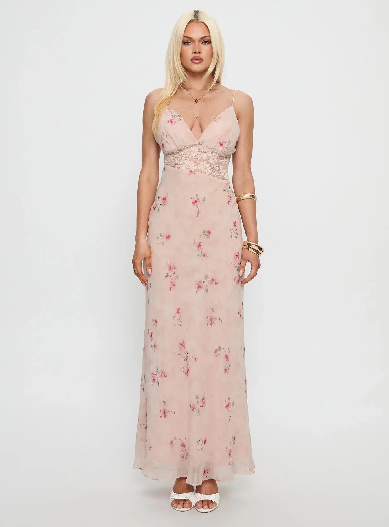 Rheina Lace Maxi Dress Pink Floral