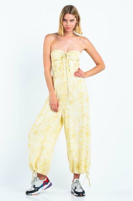 Porto Carra Snake Print Strapless Jumpsuit
