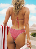 Kathrine High Cut Cheeky Bikini Bottoms Red Gingham
