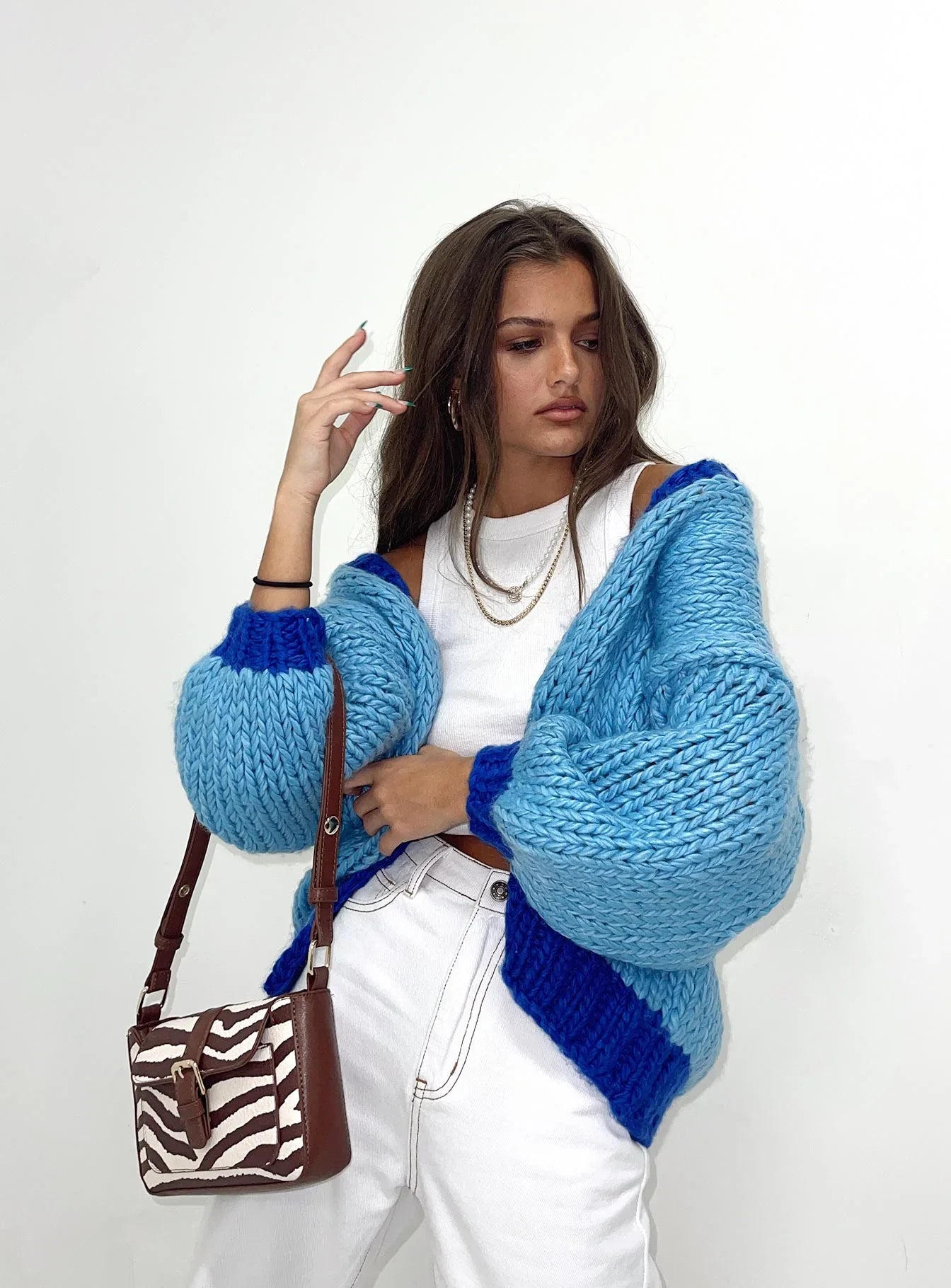 Lester Knit Cardigan Blue