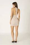 Amara Beige Halter Bodycon Mini Dress