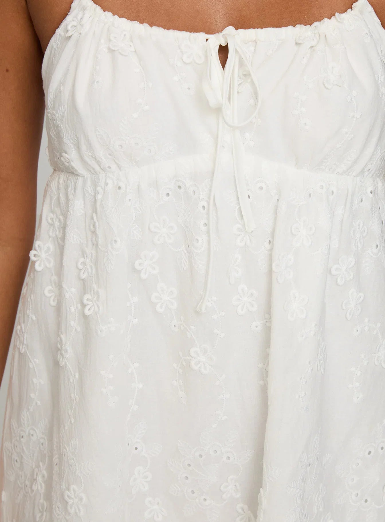 Daisy Chains Broderie Halter Mini Dress White
