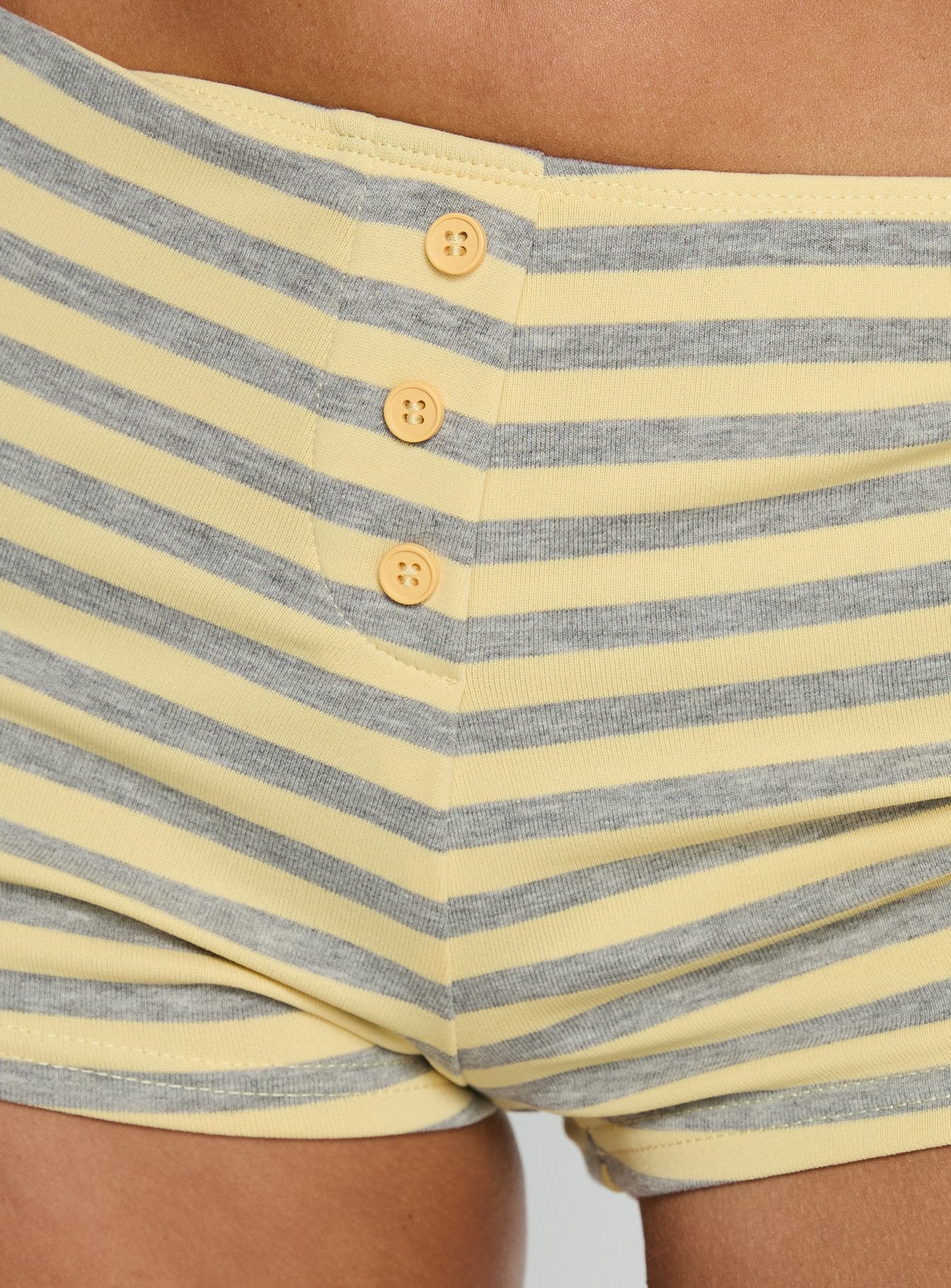 Azazel Button Detail Micro Boxer Shorts Yellow / Grey Stripe