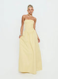 Soft Bloom Drop Waist Strapless Maxi Dress Yellow
