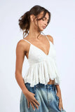 Lexi White Ruffle Babydoll Cami Top