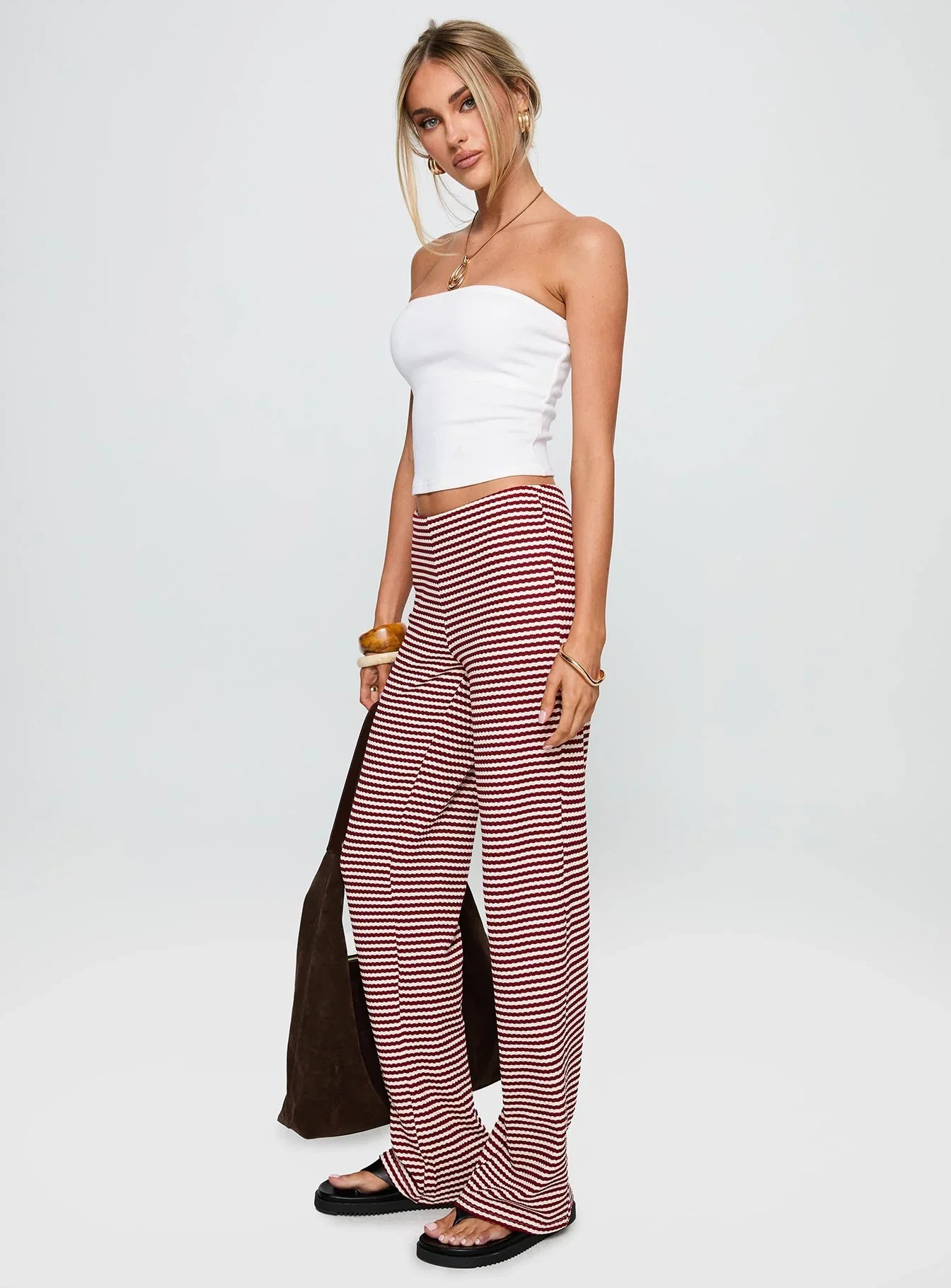 Next To Me Lounge Pant Red White Stripe