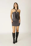 Averie Grey Halter Draped Mini Dress