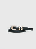 Antilles Faux Leather Micro Belt Black Gold