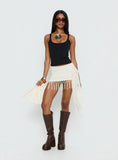 Winita Macrame Tassel Mini Skirt Cream