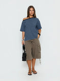 Settle Down One Shoulder Top Blue Stripe