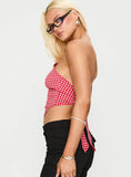 Sunday Sunrise Tie Back Top Red Check