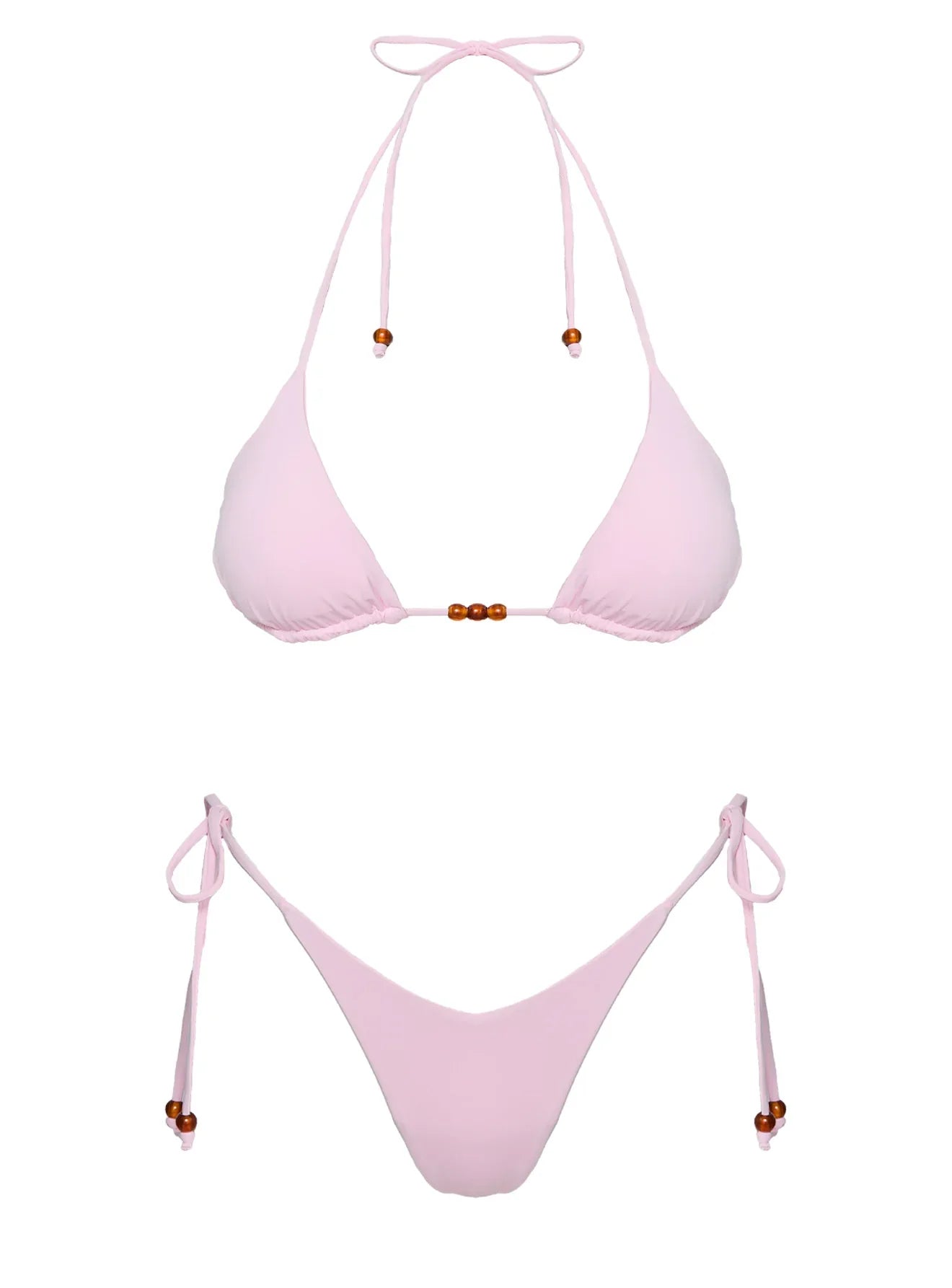 Glora Tie Side Beaded Bikini Bottom Pink