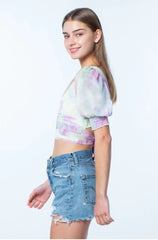Arinna Rainbow Tie Dye Wrap Crop Top