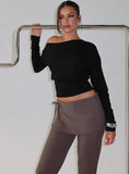 Ashlinn Off Shoulder Long Sleeve Drapey Top Black
