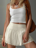 Fairylike Broderie Mini Skirt Ivory