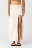 Santa Monica Ecru Denim Slit Maxi Skirt