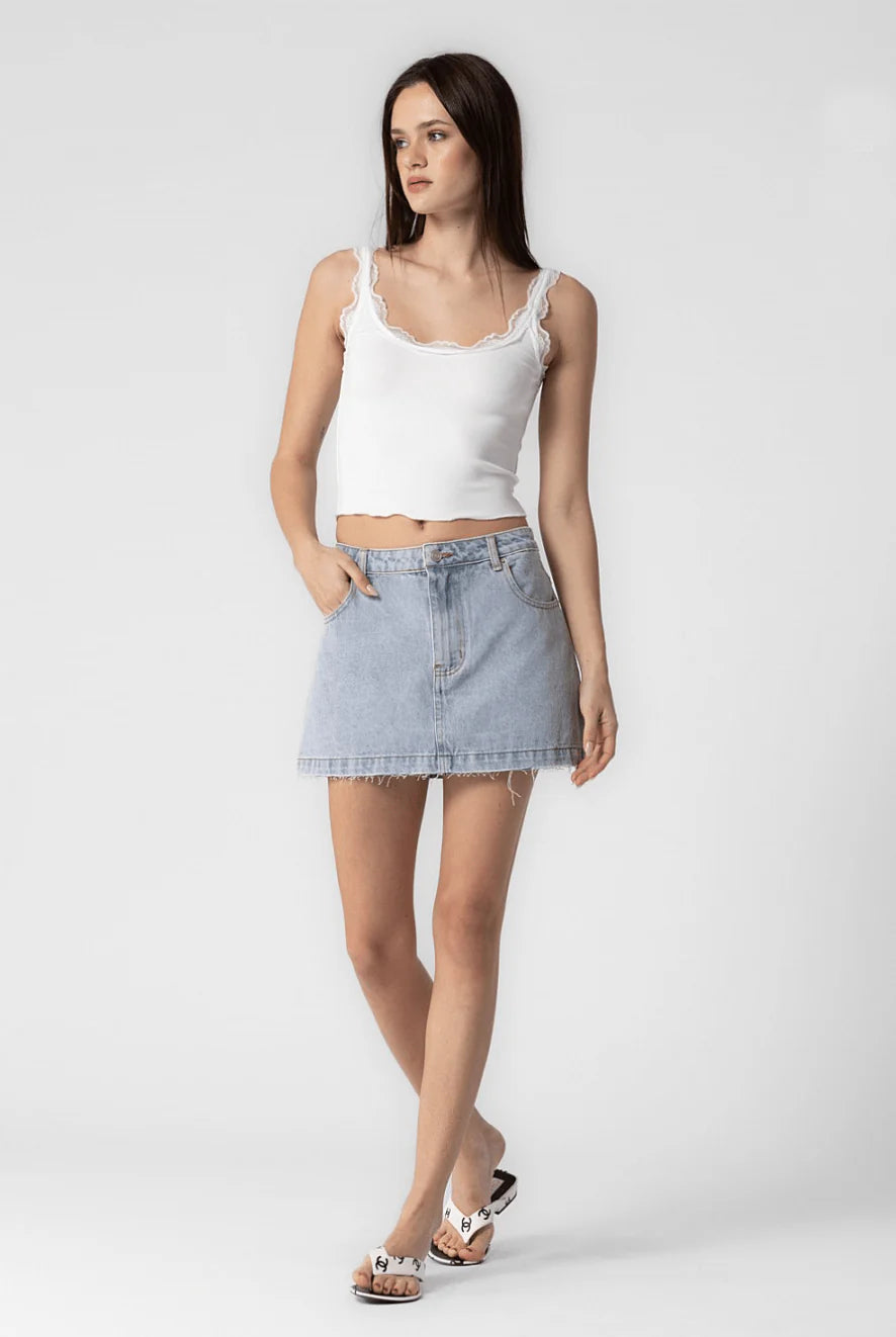 Nevada Medium Wash Denim Mini Skirt