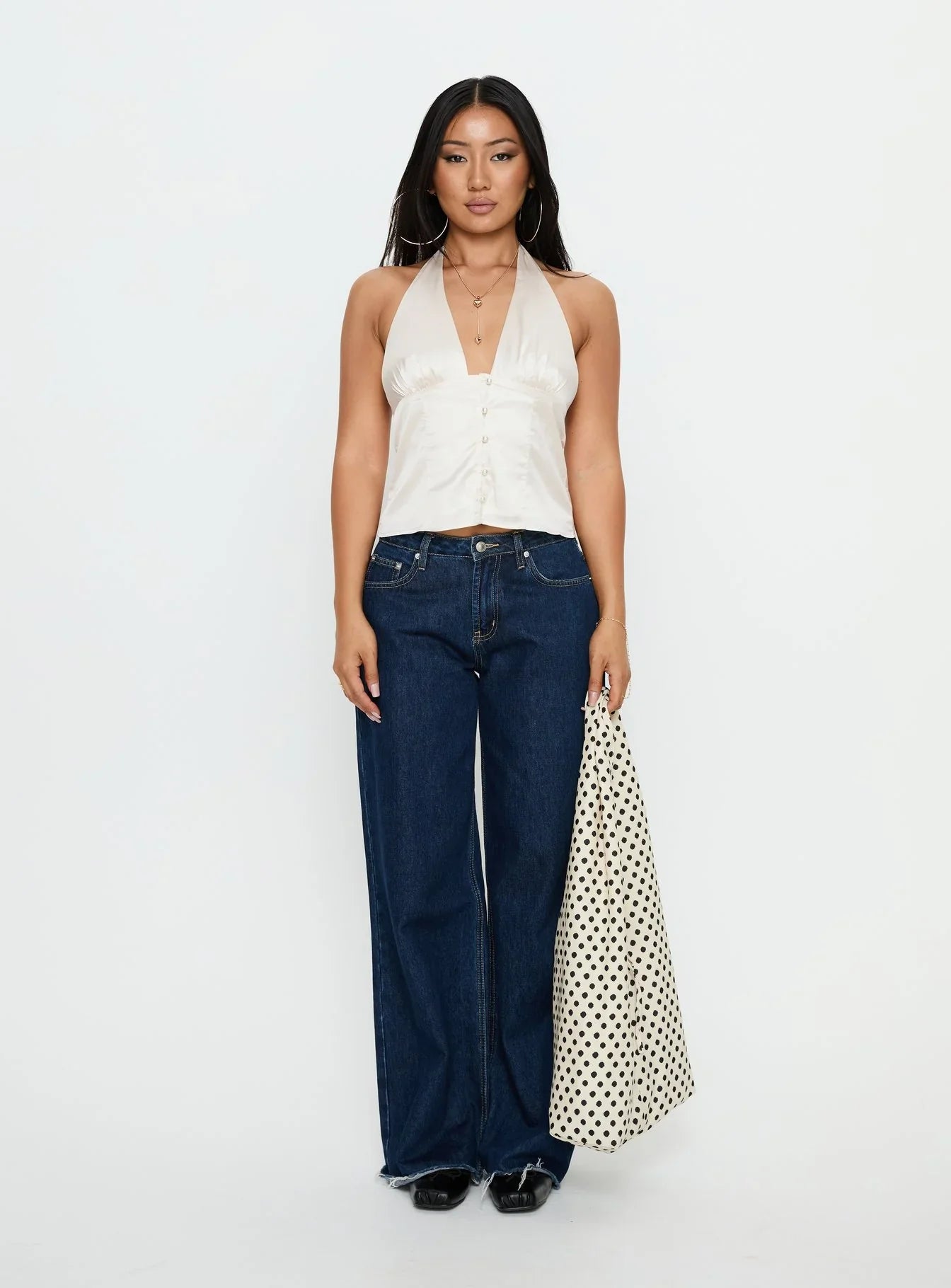 Isolda Satin Halter Top Cream